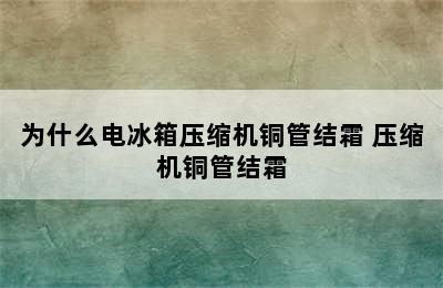 为什么电冰箱压缩机铜管结霜 压缩机铜管结霜